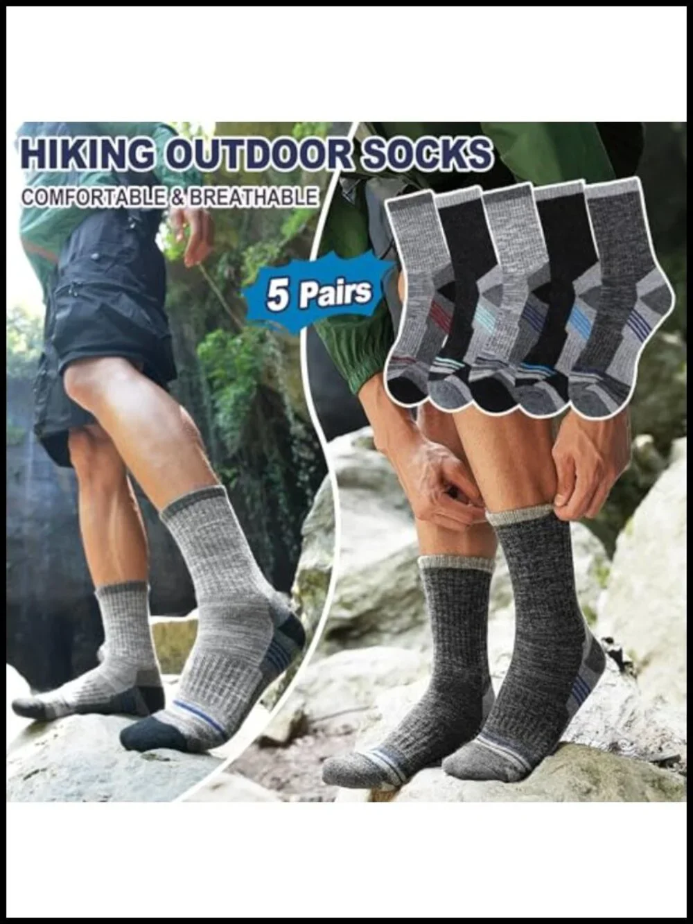 Merino Wool Hiking Socks Thermal Warm Winter Moisture Wicking Cushioned Crew